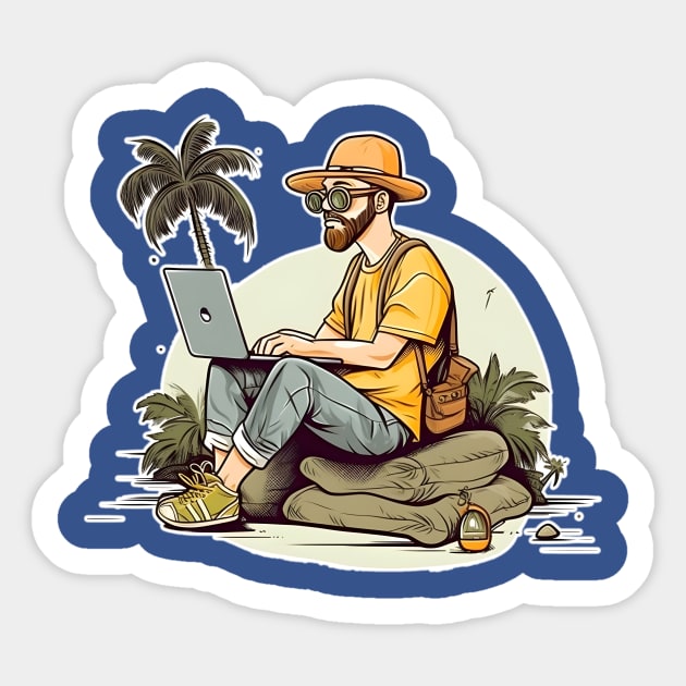 Digital Nomad World Traveler Jetsetter Freelancer Sticker by Grassroots Green